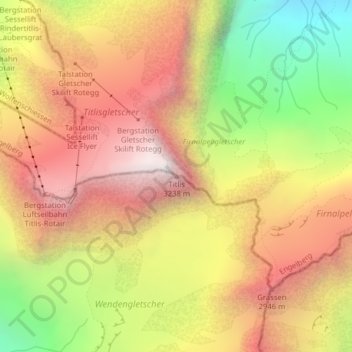 Mappa topografica Titlis, altitudine, rilievo