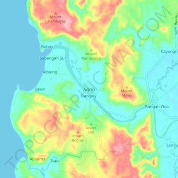 Mappa topografica Agno, altitudine, rilievo