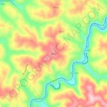 Mappa topografica Tarpon, altitudine, rilievo