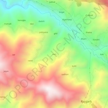 Mappa topografica neri, altitudine, rilievo