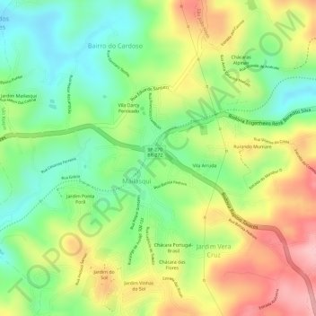 Mappa topografica Praça de Mailasque, altitudine, rilievo