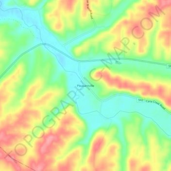 Mappa topografica Pleasantville, altitudine, rilievo