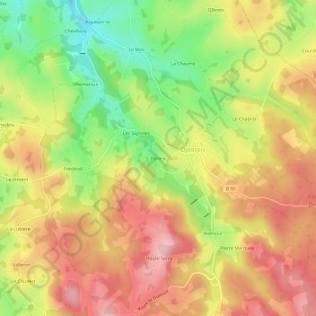 Mappa topografica Parleix, altitudine, rilievo