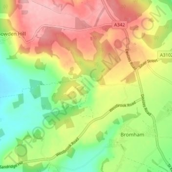 Mappa topografica Chittoe, altitudine, rilievo