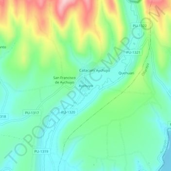 Mappa topografica Aychuyo, altitudine, rilievo