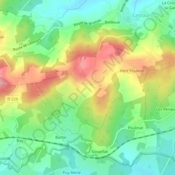 Mappa topografica Les Combes, altitudine, rilievo