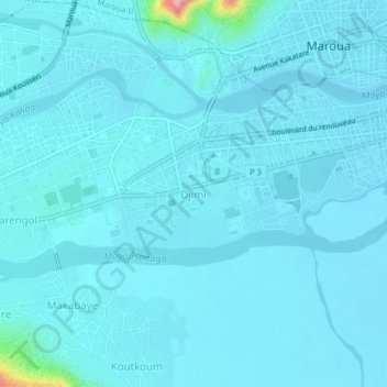 Mappa topografica Djimi, altitudine, rilievo