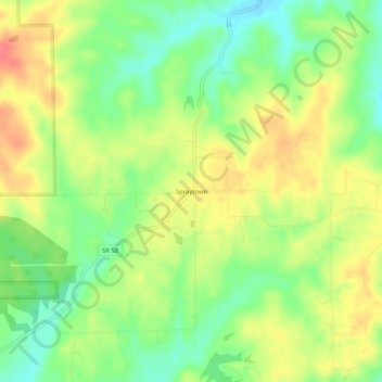 Mappa topografica Spraytown, altitudine, rilievo