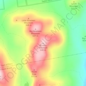 Mappa topografica Buckley Mountain, altitudine, rilievo