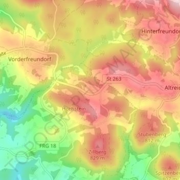 Mappa topografica Saghäuser, altitudine, rilievo