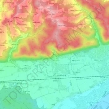 Mappa topografica Höll, altitudine, rilievo