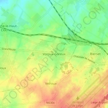 Mappa topografica Voroux-Goreux, altitudine, rilievo