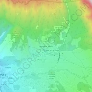 Mappa topografica Barrial de Medio, altitudine, rilievo