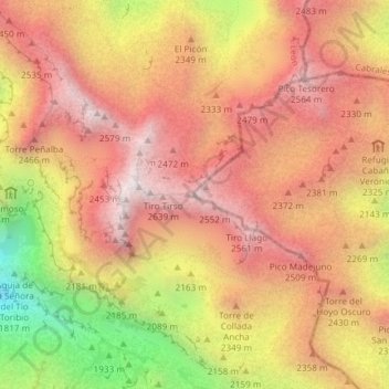 Mappa topografica Torre Blanca, altitudine, rilievo