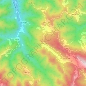 Mappa topografica Roccaberardi, altitudine, rilievo