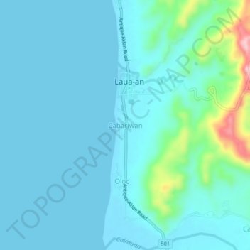 Mappa topografica Cabariwan, altitudine, rilievo