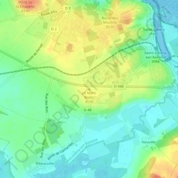 Mappa topografica Le Mont Blanc, altitudine, rilievo