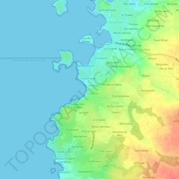 Mappa topografica Keravel, altitudine, rilievo