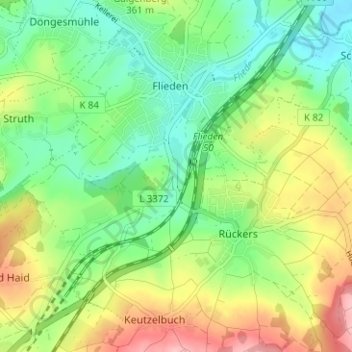 Mappa topografica Adenmühle, altitudine, rilievo