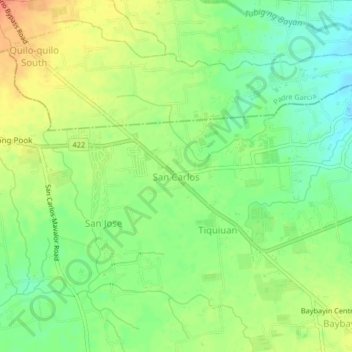 Mappa topografica San Carlos, altitudine, rilievo