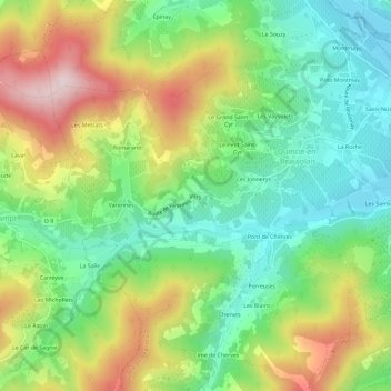 Mappa topografica Vitry, altitudine, rilievo