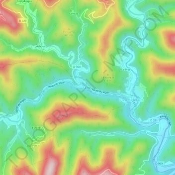 Mappa topografica Le Rey, altitudine, rilievo