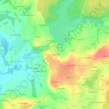 Mappa topografica La Croix Notelle, altitudine, rilievo