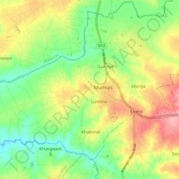 Mappa topografica Mumias, altitudine, rilievo
