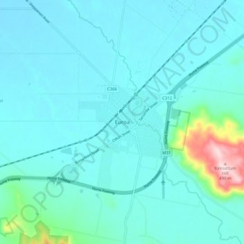 Mappa topografica Euroa, altitudine, rilievo