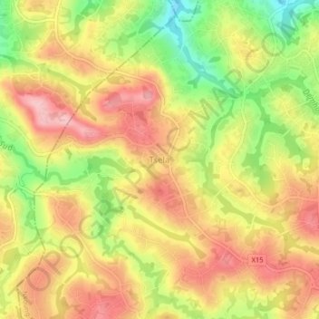 Mappa topografica Tsela, altitudine, rilievo