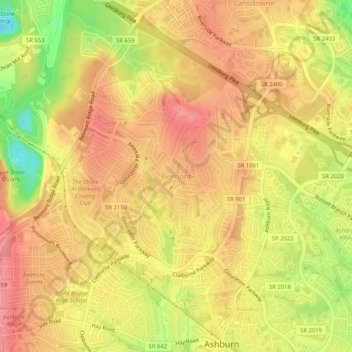 Mappa topografica Belmont, altitudine, rilievo