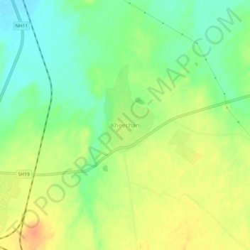 Mappa topografica Kheechan, altitudine, rilievo