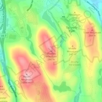 Mappa topografica Thomas Mountain, altitudine, rilievo