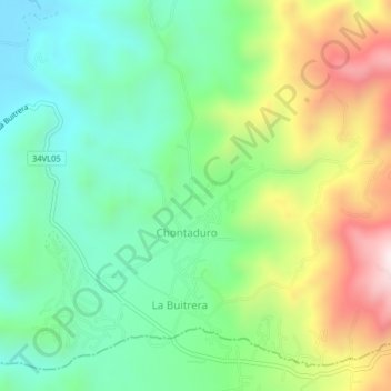 Mappa topografica Chontaduro, altitudine, rilievo