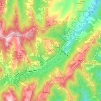 Mappa topografica Arato, altitudine, rilievo