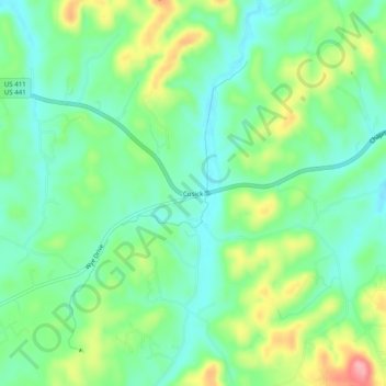 Mappa topografica Cusick, altitudine, rilievo