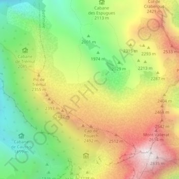 Mappa topografica Les Lauzets, altitudine, rilievo