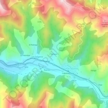 Mappa topografica Serrapio, altitudine, rilievo
