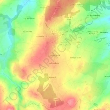 Mappa topografica La Ville Neuve, altitudine, rilievo