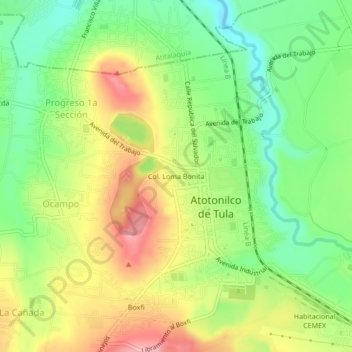 Mappa topografica Col. Loma Bonita, altitudine, rilievo