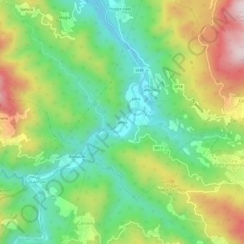 Mappa topografica Zerbo, altitudine, rilievo
