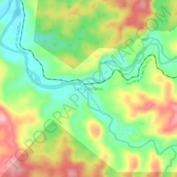 Mappa topografica San Cipriano, altitudine, rilievo