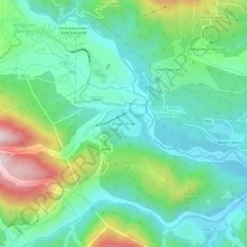 Mappa topografica Priuso / Priûs, altitudine, rilievo