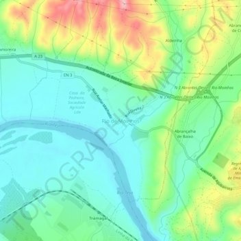 Mappa topografica Rio de Moinhos, altitudine, rilievo