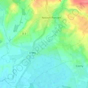 Mappa topografica Provizy, altitudine, rilievo