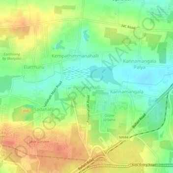 Mappa topografica Poojenahalli, altitudine, rilievo