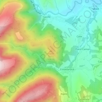 Mappa topografica Monte Gallo, altitudine, rilievo