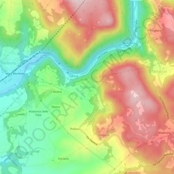 Mappa topografica Taizzano, altitudine, rilievo