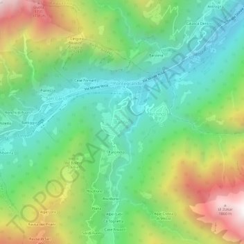 Mappa topografica Bannio, altitudine, rilievo