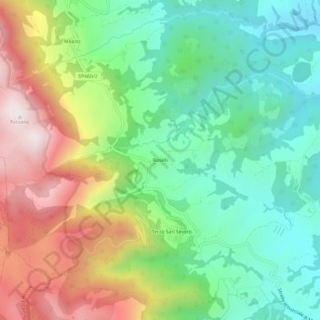 Mappa topografica Roselli, altitudine, rilievo